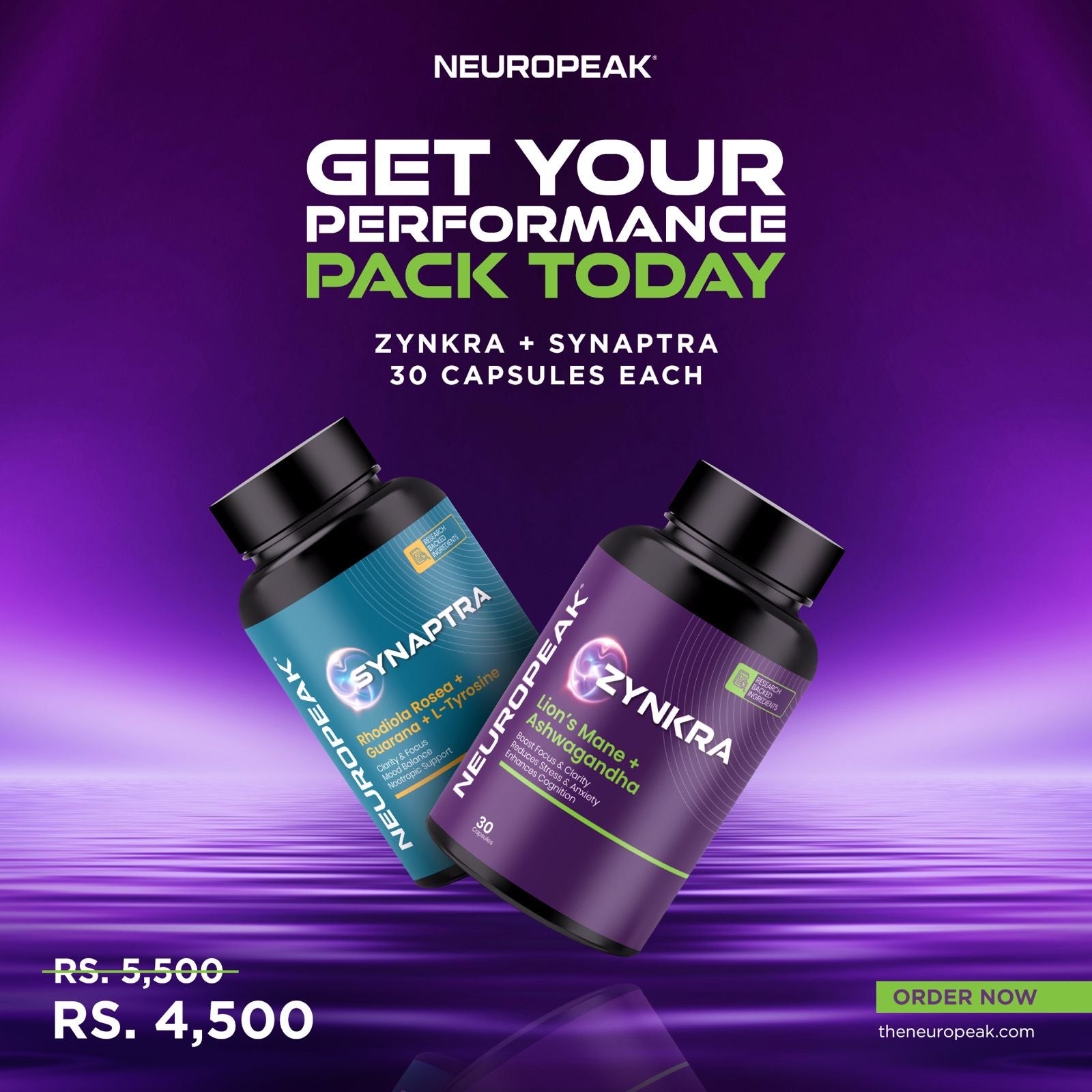 Neuropeak Performance Pack (Zynkra + Synaptra): Focus & Energy Support Bundle